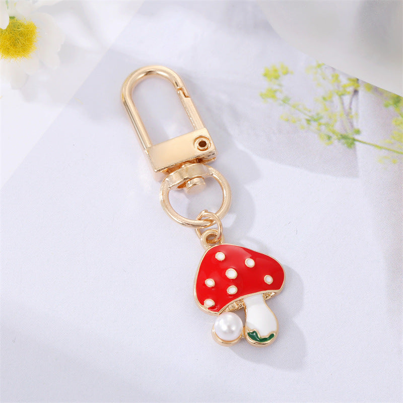 Wholesale Color Drip Oil Mushroom Feather Alloy Keychains