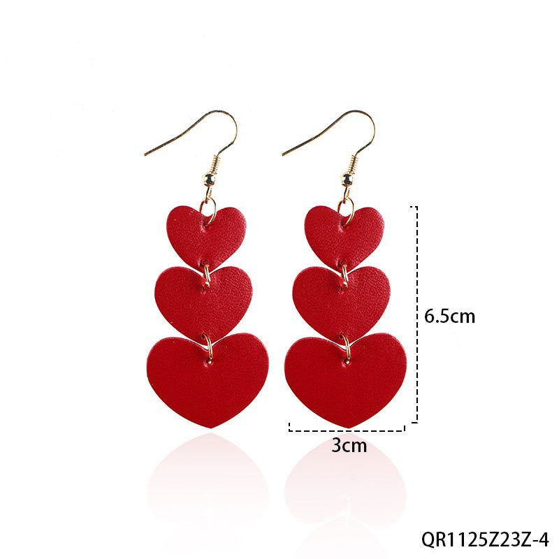 Wholesale Valentine' s Day Sparkling Three Series Heart shaped Acrylic Earrings