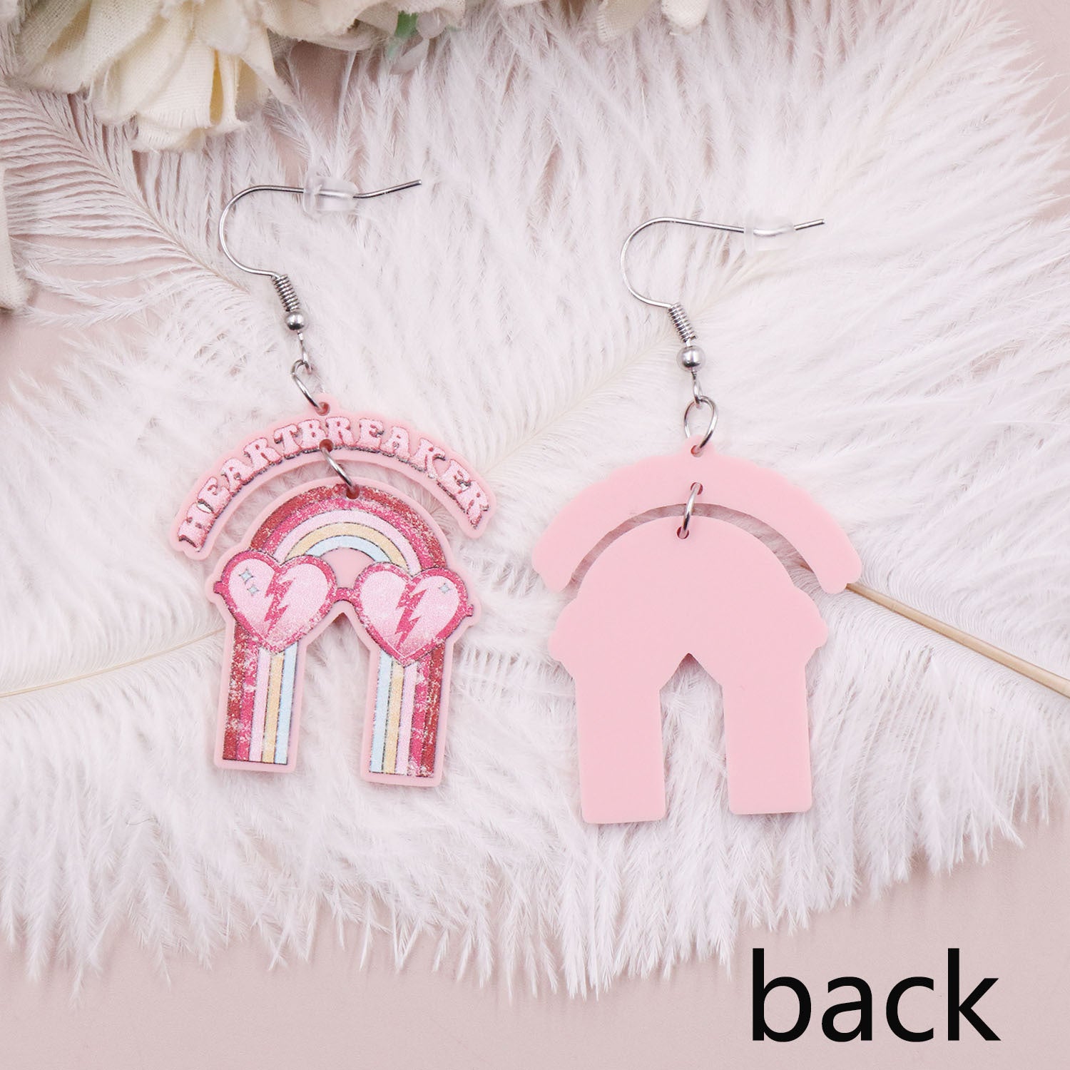 Wholesale Valentine's Day Rainbow Letters Acrylic Earrings