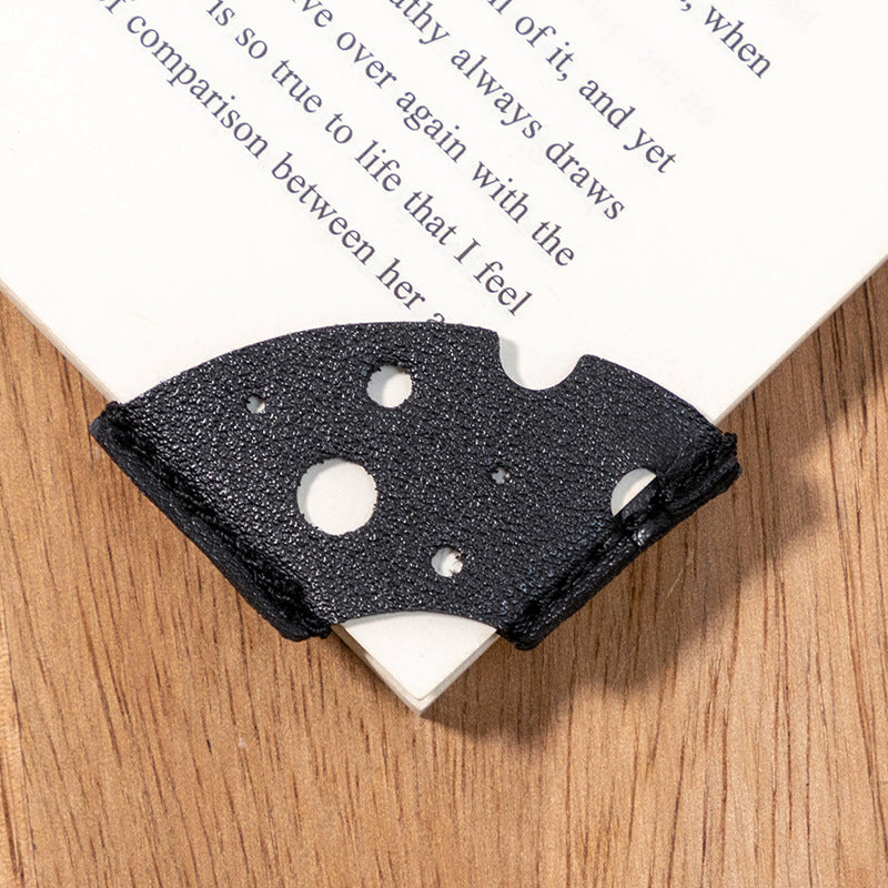 Wholesale Creative Leather Bookmark Cheese PU Leather Book Page Holder Solid Color Business Student Book Label