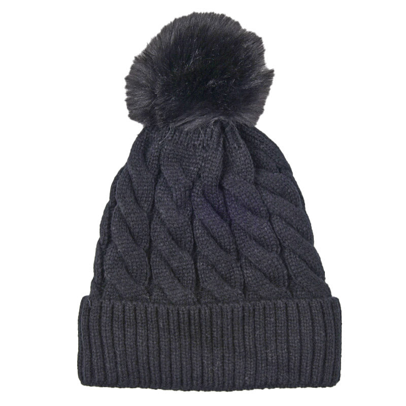 Wholesale Winter Solid Knitting Solid Acrylic Big Fried Dough Twists Thickened Warm Wool Cap
