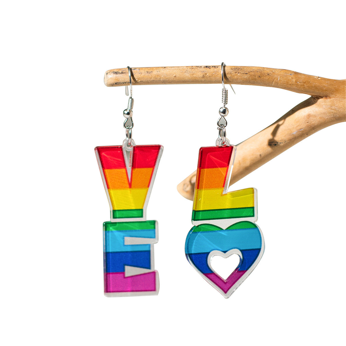 Wholesale Valentine' s Day Rainbow Love Acrylic Earrings