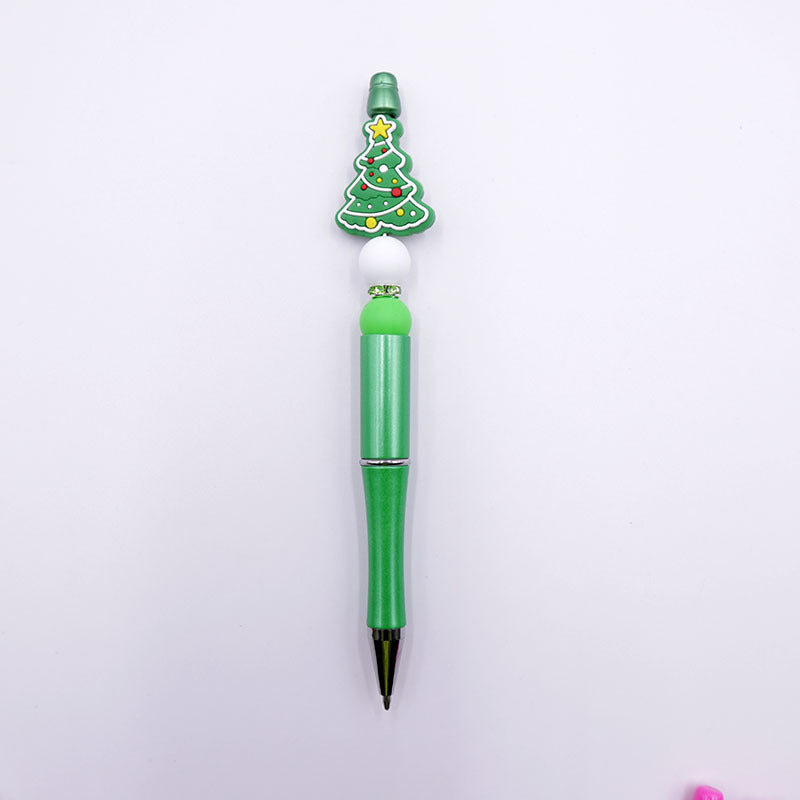 Wholesale Cartoon Christmas Tree Handmade Silicone Bead Pen Plastic Ball Point Pen