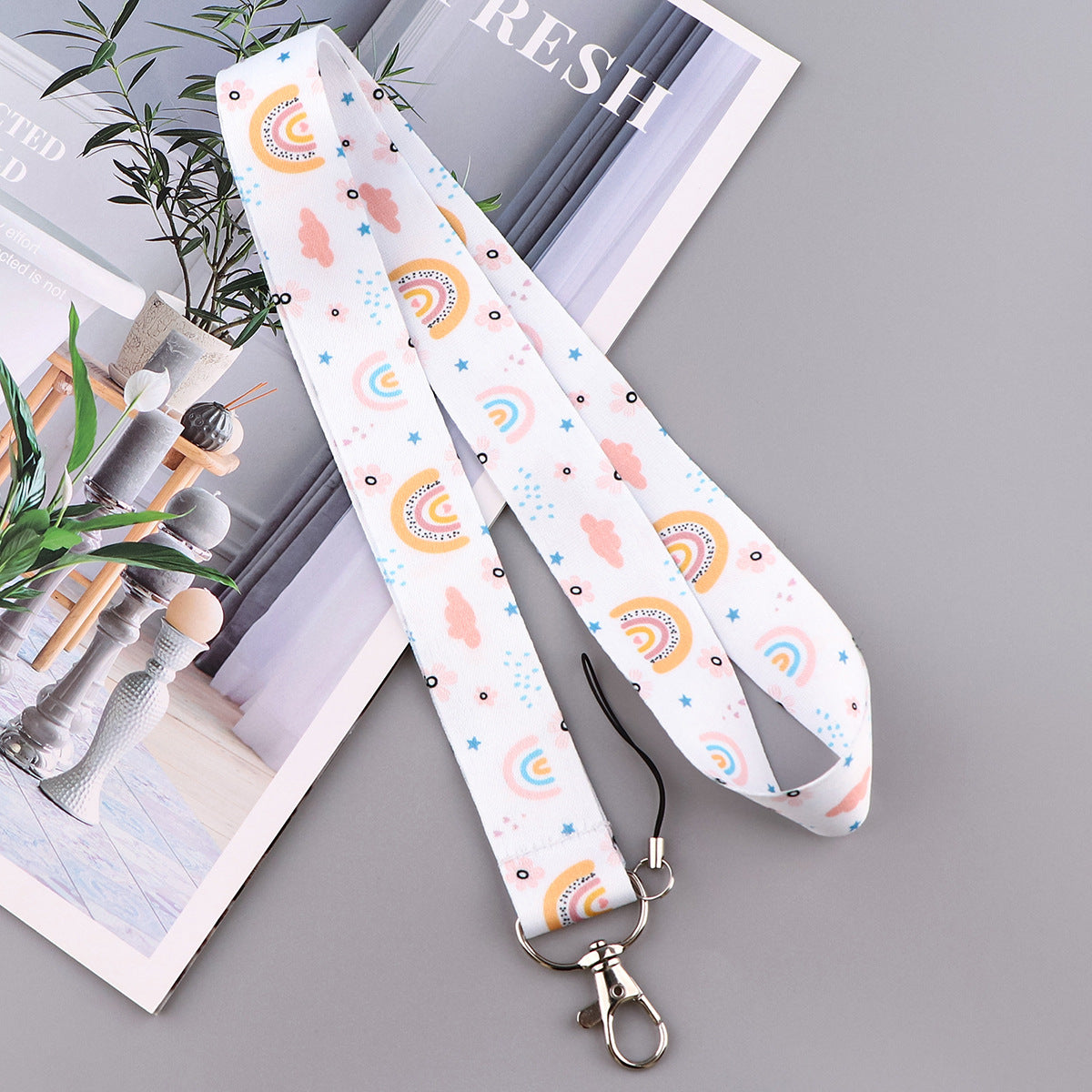 Wholesale Rainbow Card Holder Ribbon Polyester Cell Phone Lanyard Keychain