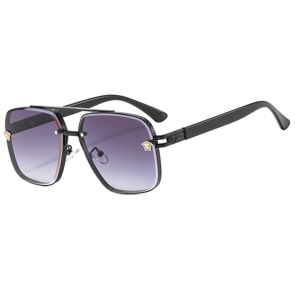 Wholesale fashionable men' s and women' s double beam polygon sunglasses