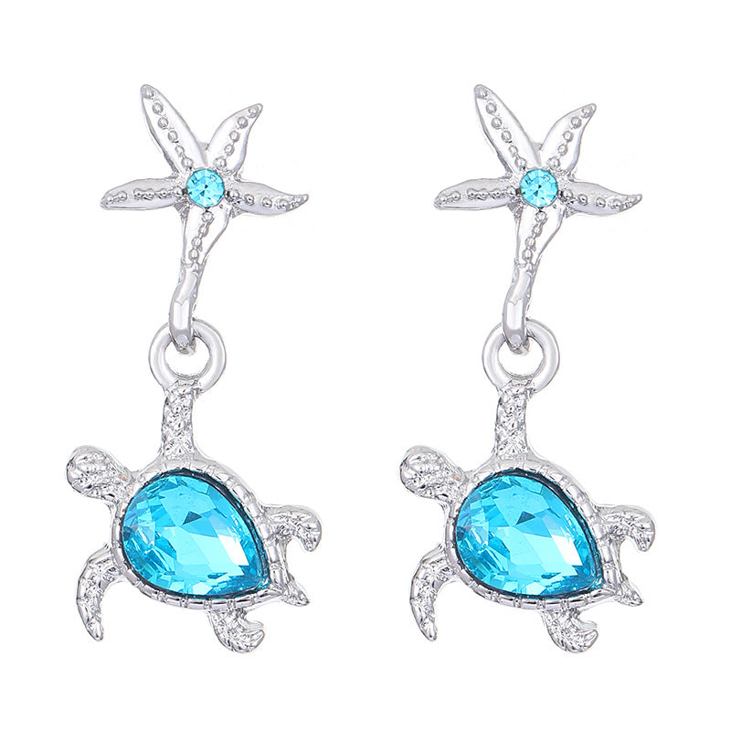 Wholesale Ocean Theme Starfish Turtle Stud Earrings For Women Trendy Alloy Jewelry Accessory Summer Beach Party Earrings Boutique Resale
