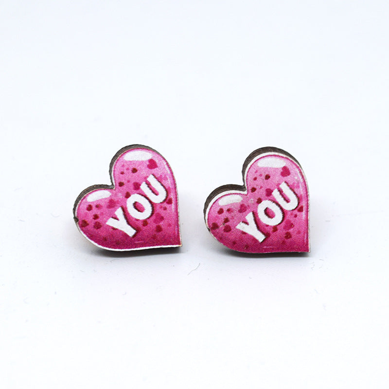 Wholesale Cartoon Valentine's Day Christmas Wood Earrings
