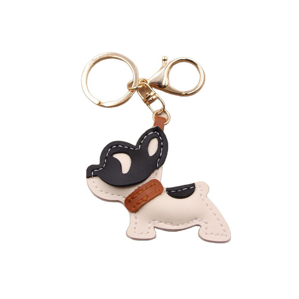 Wholesale Handmade French Bulldog Artificial Leather Keychain Bag Charm Pendant Decorative Accessory For Bags Keys Luggage