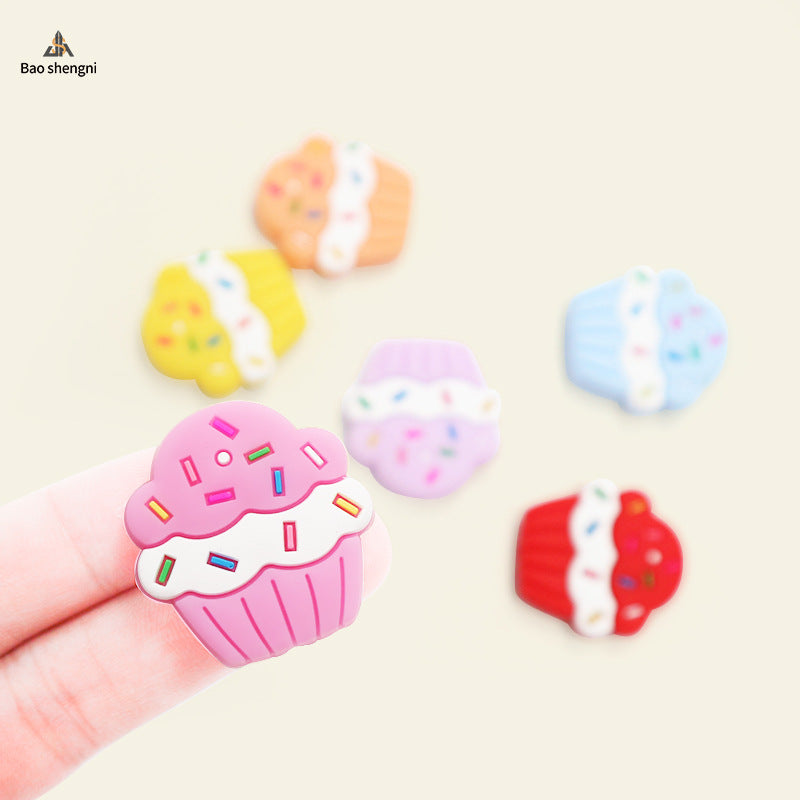 Wholesale 10pcs/pack cute little cake beaded pen beads silicone decorative accessories DIY beads