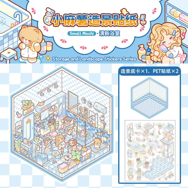 Wholesale Small mochi landscaping stickers 3D three-dimensional stickers free cutting