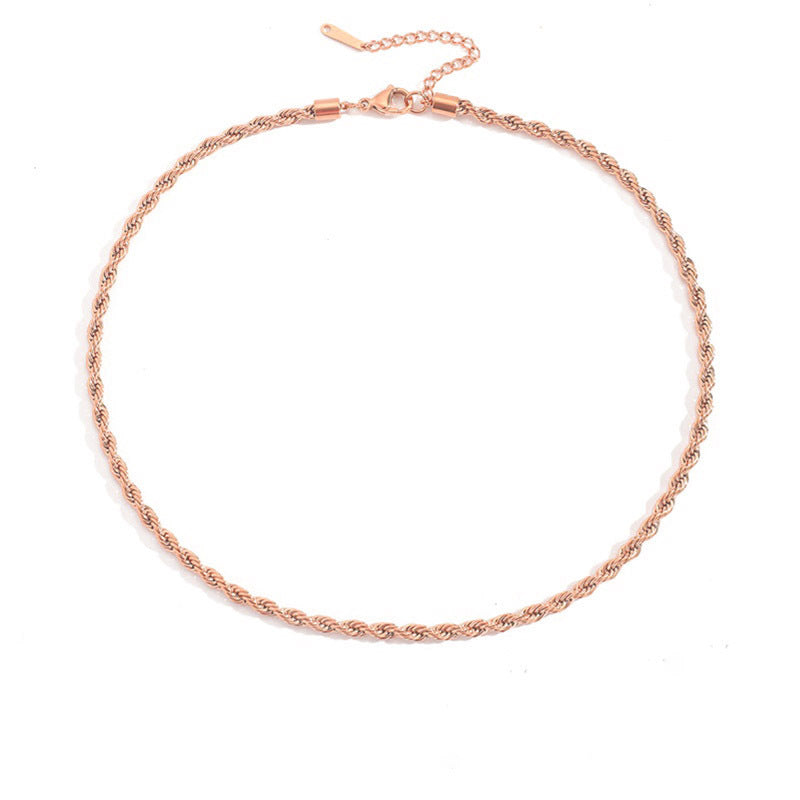 Wholesale Gold Plated Twist Chain Stainless Steel Clavicle Chain