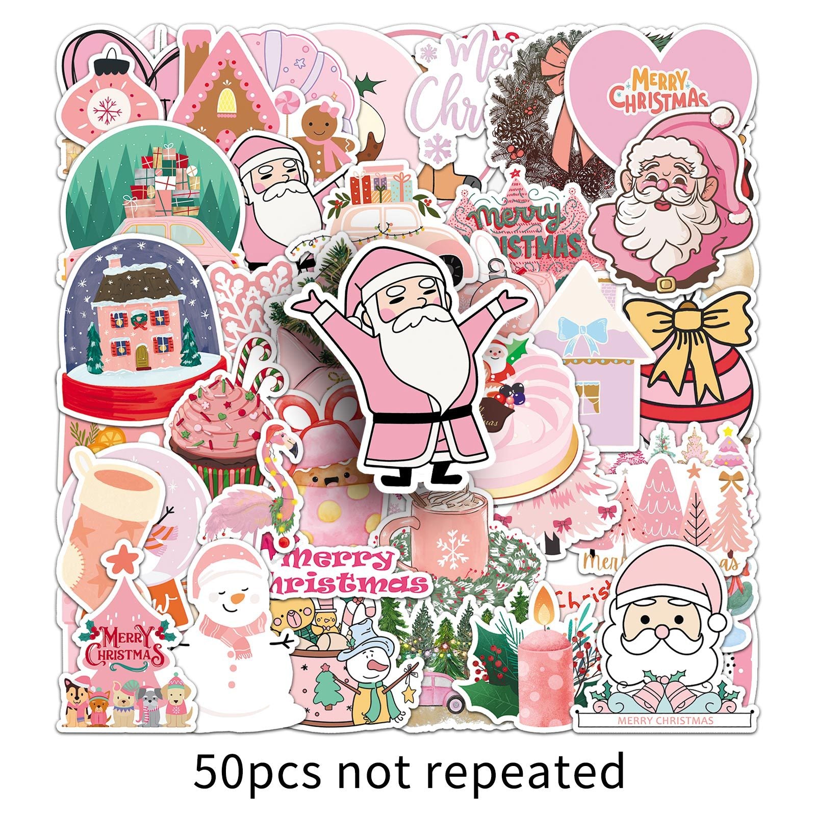 Wholesale 50pcs/ pack Pink Christmas Graffiti Stickers