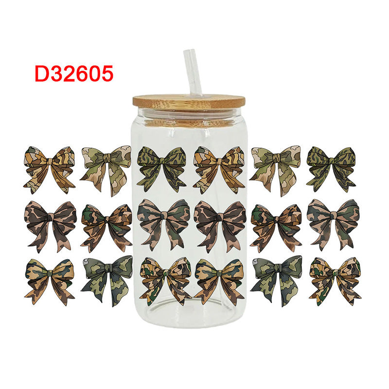 Wholesale Christmas bow 16oz Cup UV DTF Wraps