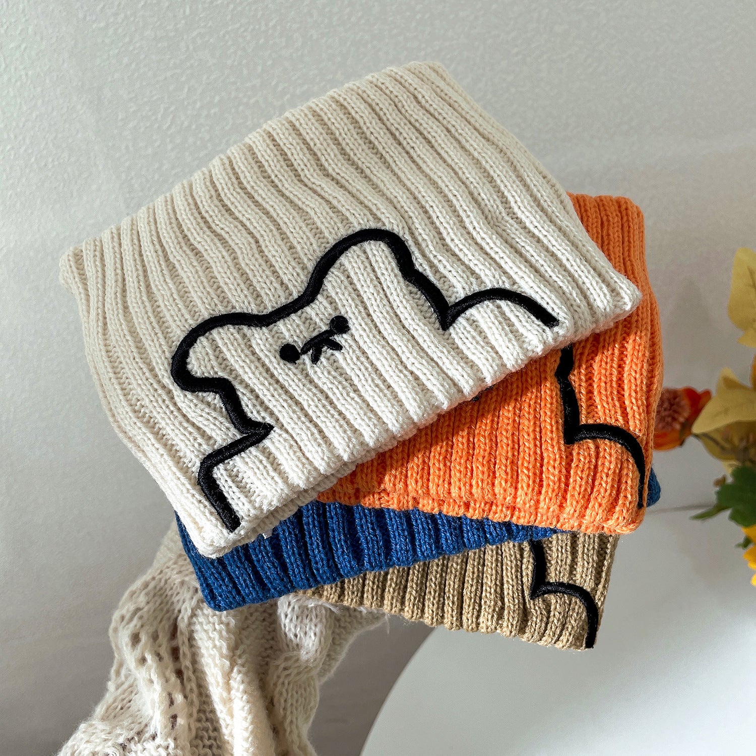 Wholesale 2023 Autumn and Winter Woolen Knitted Wide-brimmed Bear Headband