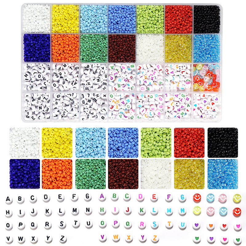 Wholesale DIY puzzle  Beaded 28 Boxed Set of Solid Color Paint Glass Beads DIY Bracelet Necklace Accessories Colorful Small Rice Beads