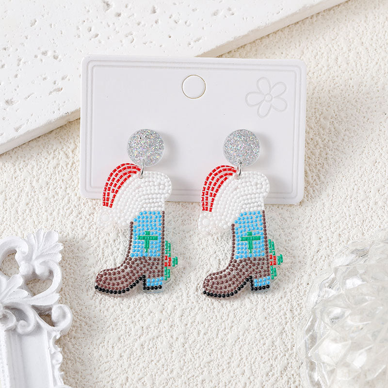 Wholesale Christmas Cute Christmas Tree Snowflake Earrings