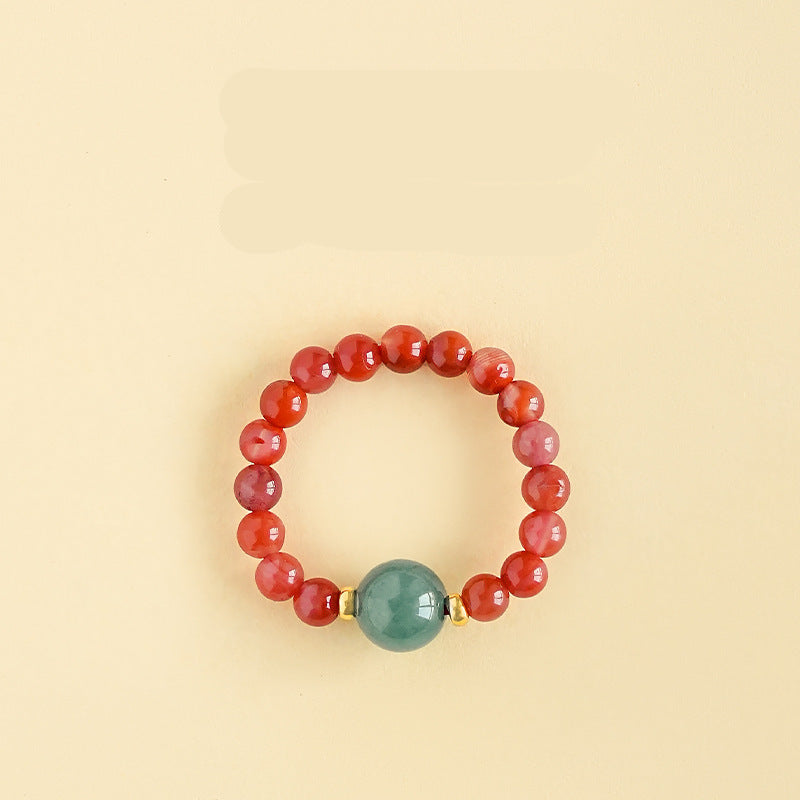 Wholesale Natural South Red Jade Agate Pearl Garnet Amethyst Ring