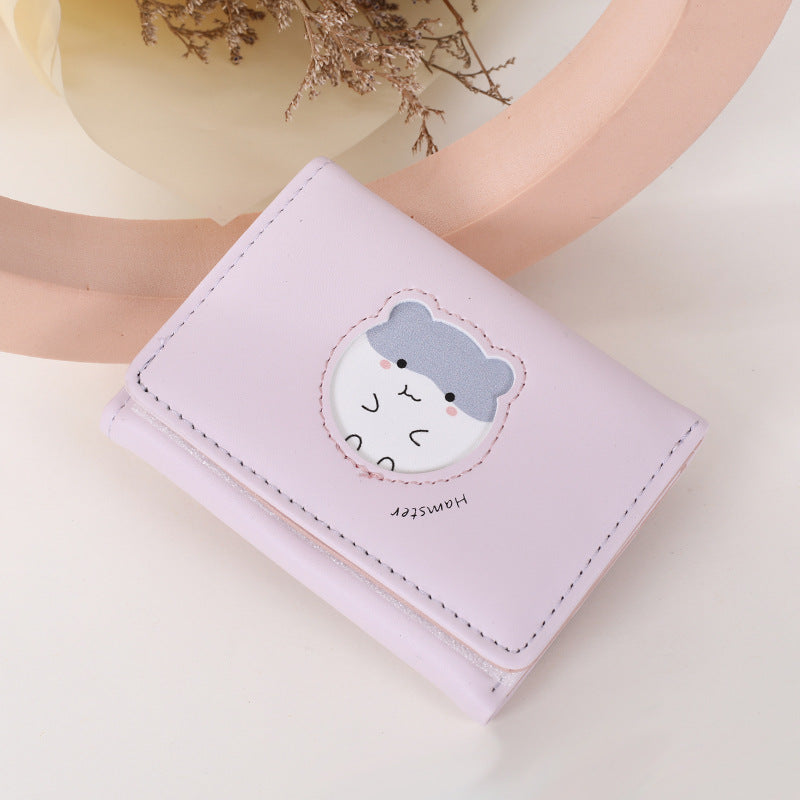 Wholesale Short Pu Cartoon Cute Ladies Coin Purse with Multiple Card Slots