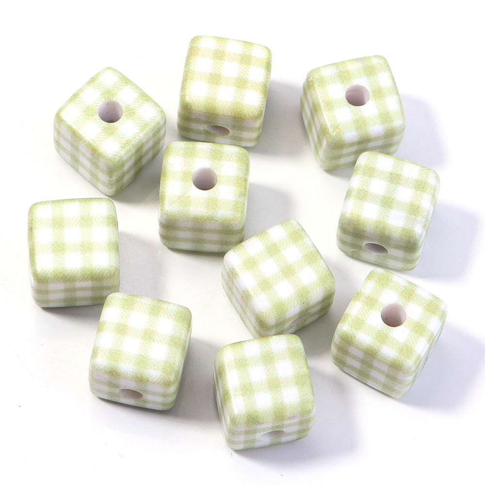 Wholesale 10pcs Printed Square Starry Sky Acrylic Beads