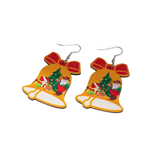 Wholesale Christmas Rainbow Wooden Earrings