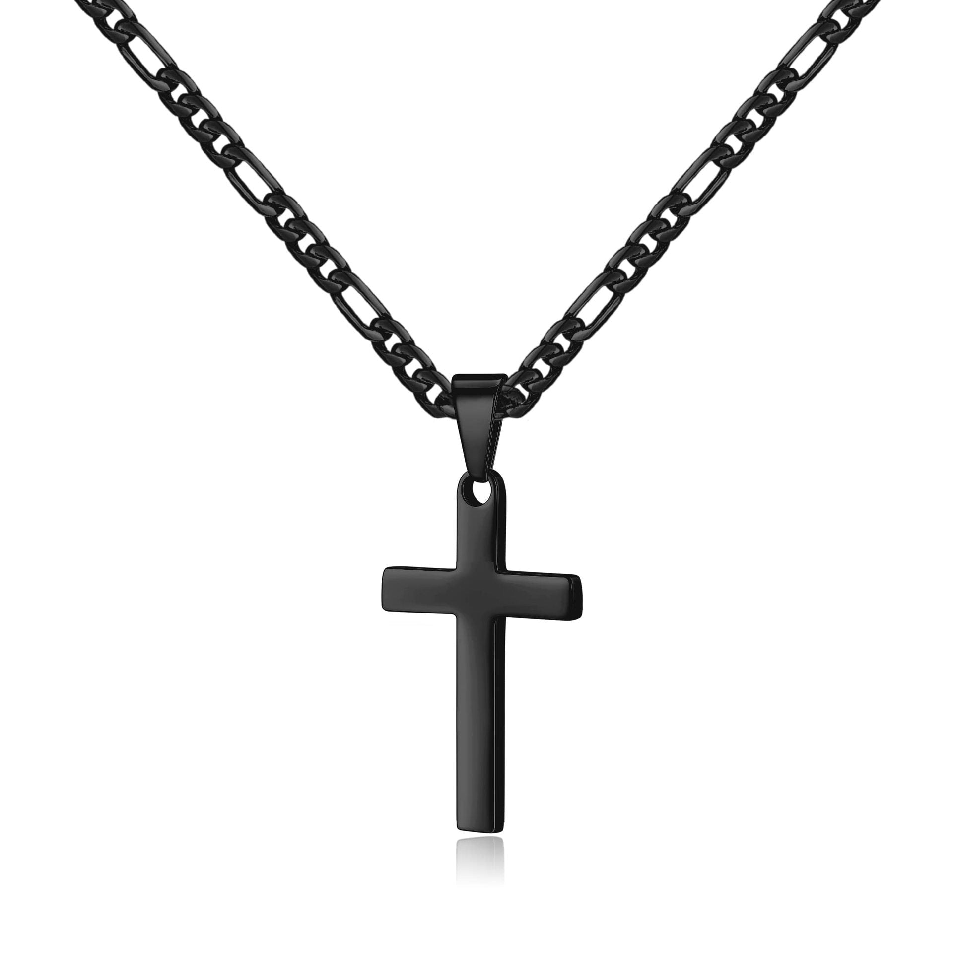 Wholesale Gold Plated Stainless Steel Cross Necklace Men's Figaro Chain