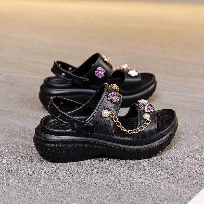 Wholesale Rhinestone Thick Sole Versatile Sandals