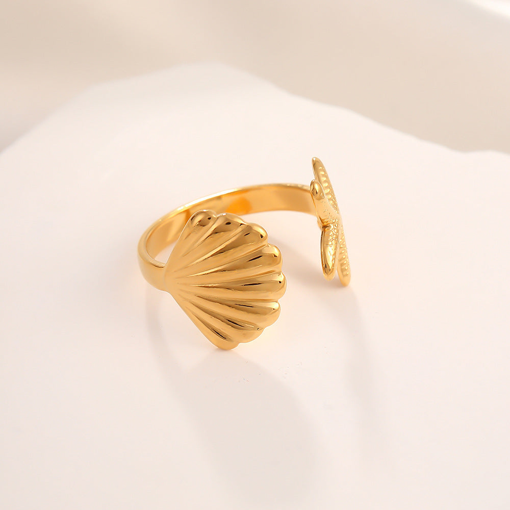 Wholesale Stainless steel enamel drip oil colored flower heart ring