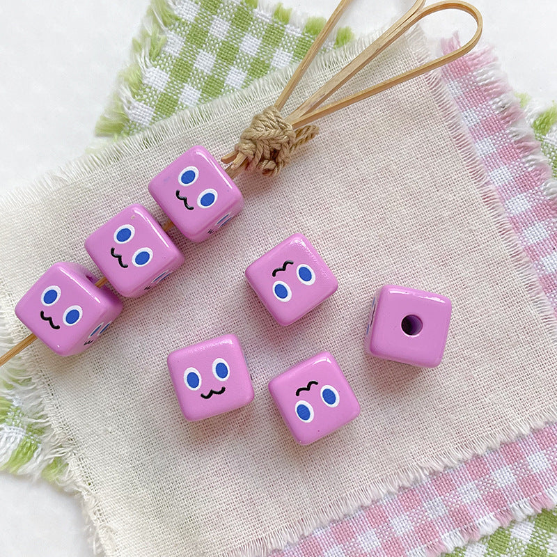 Wholesale 10pcs of auxiliary material printed square Acrylic Beads OLY Exclusive