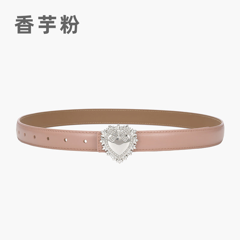 Wholesale Silver Love Buckle Genuine Leather Belt