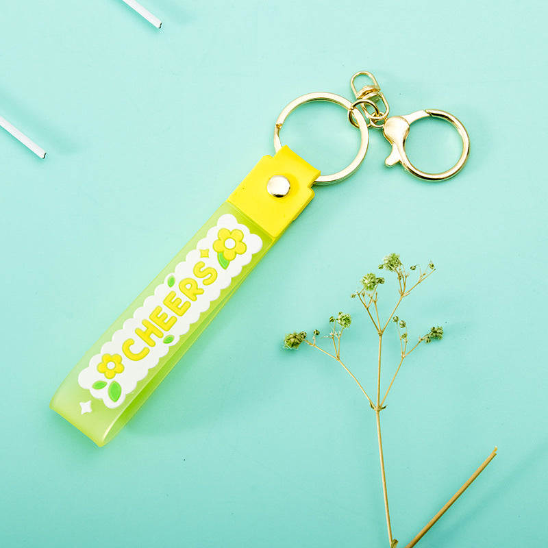 Wholesale Transparent Flower Jelly Color PVC Soft Rubber Lanyard Keychains