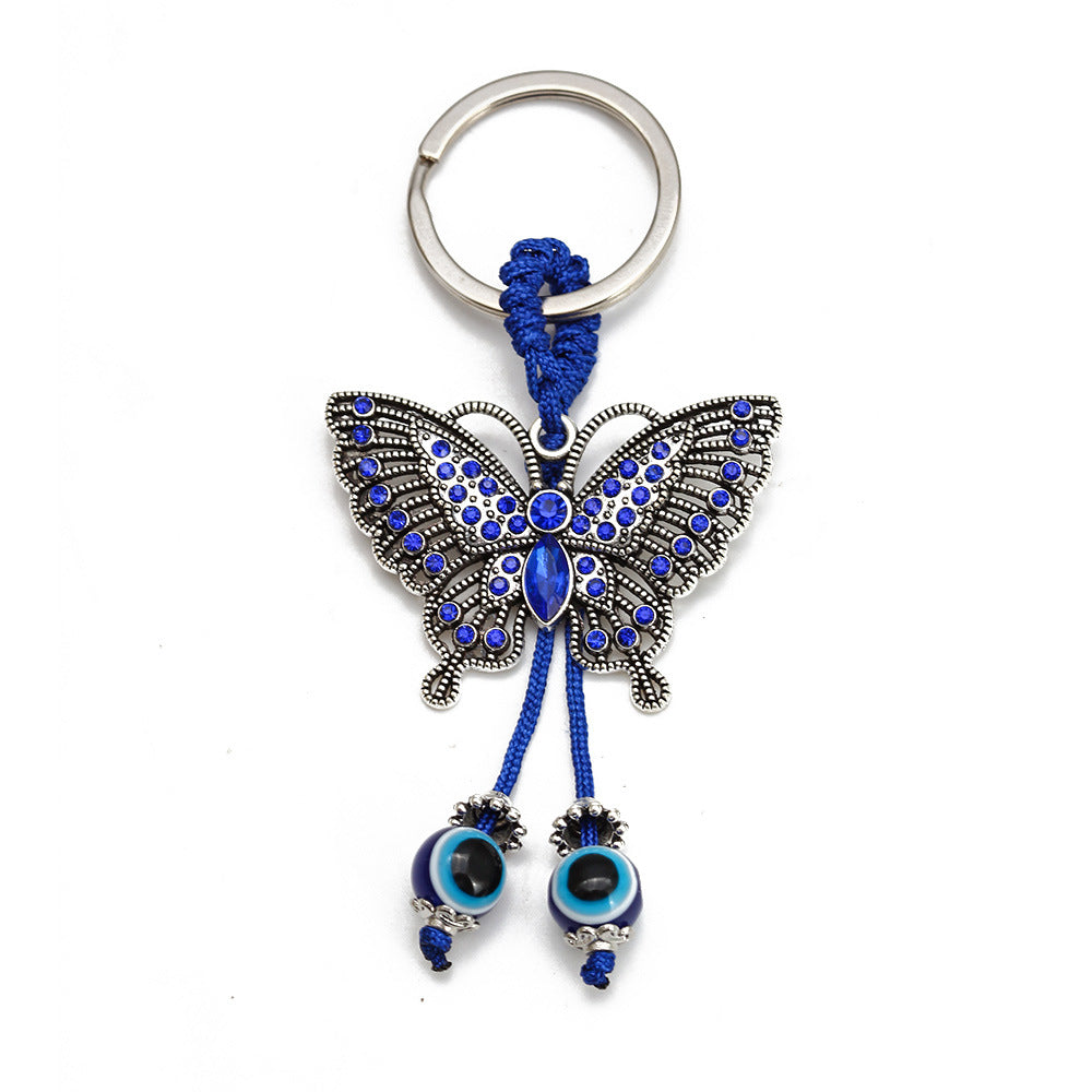 Wholesale Devil's Eye Butterfly Glass Keychains