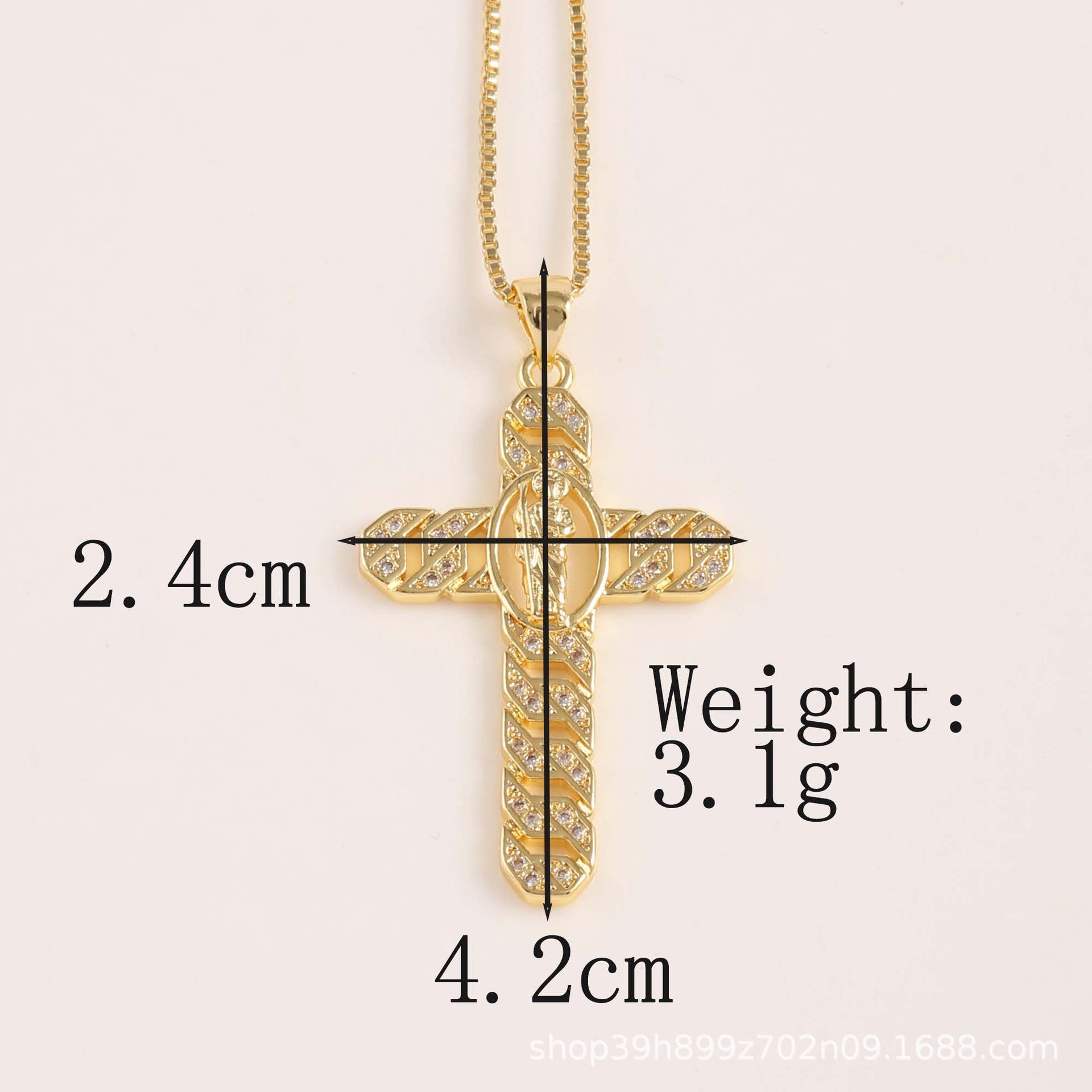 Wholesale Gold cross micro inlaid zircon pendant necklace
