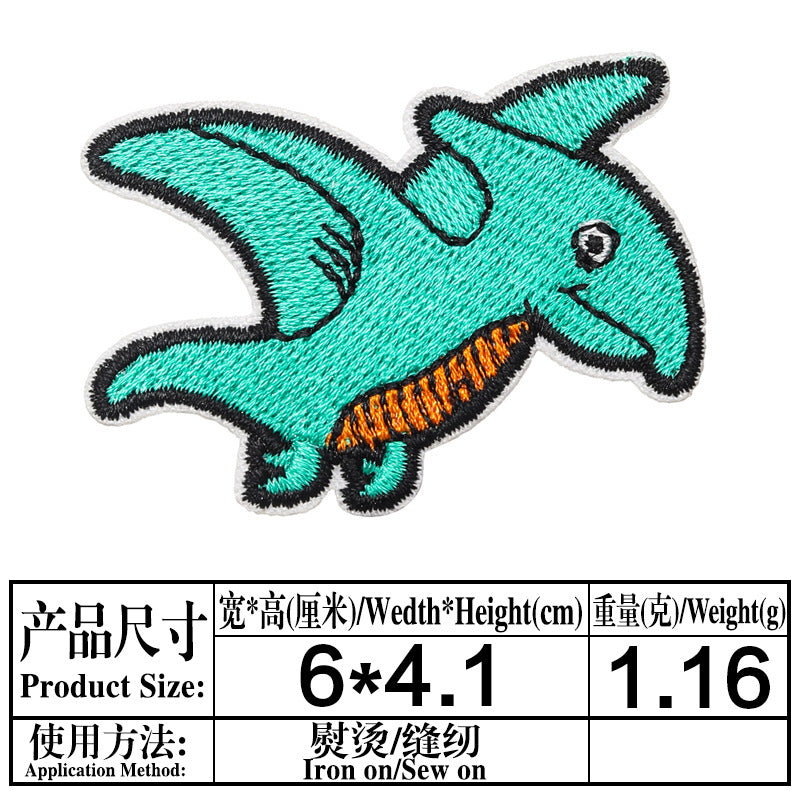 Wholesale Cartoon Dinosaur Embroidered Patch Twill Applique Decorative Sewing Accessory For Clothing Towel Gift