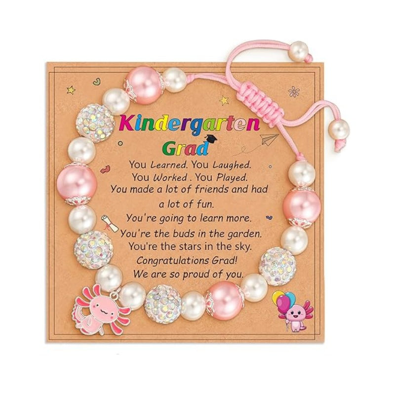 Wholesale Knitted pearl adjustable salamander unicorn pendant bracelet