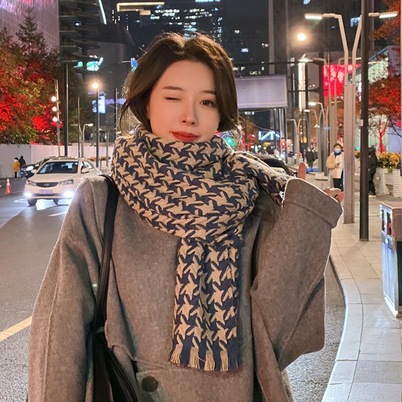 Wholesale Wool Acrylic Houndstooth Scarf