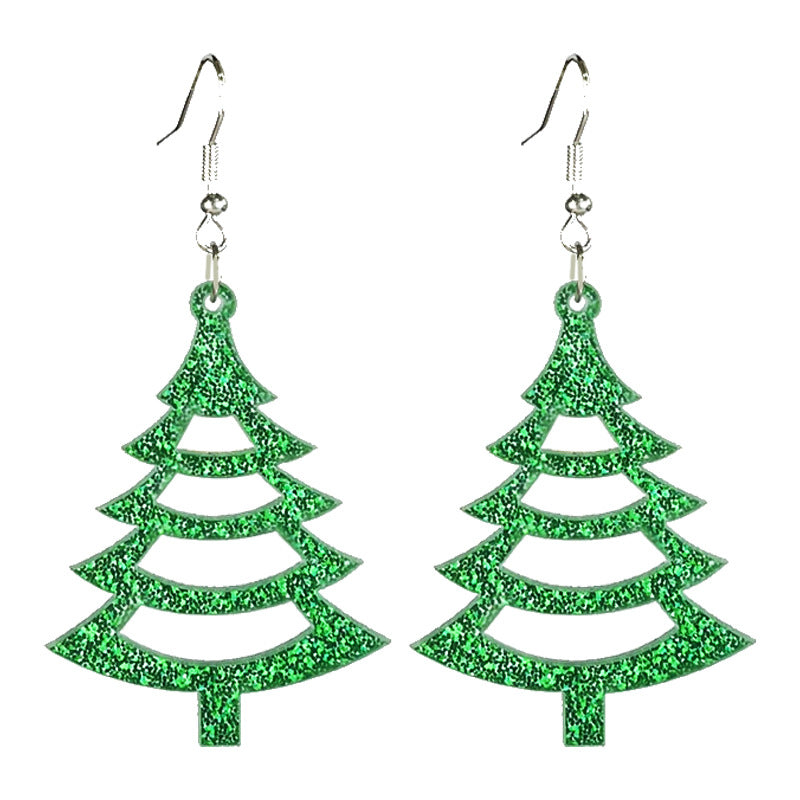 Wholesale 2pairs/pack Christmas Acrylic Sparkling Cut-out Festive Line Earrings