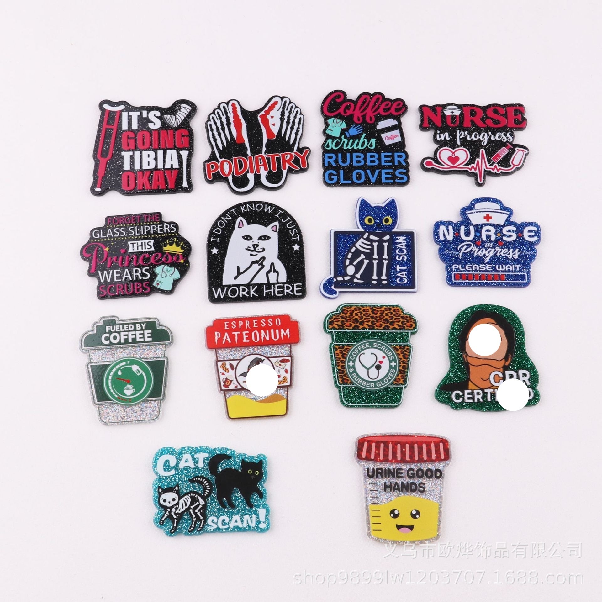 Wholesale 10PCS FlatBack Acrylic Pin Cute DIY Patch Accessories