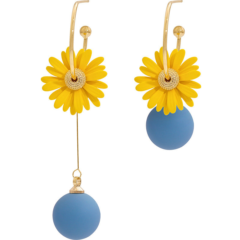 Wholesale 3D Yellow Daisy Long Earrings