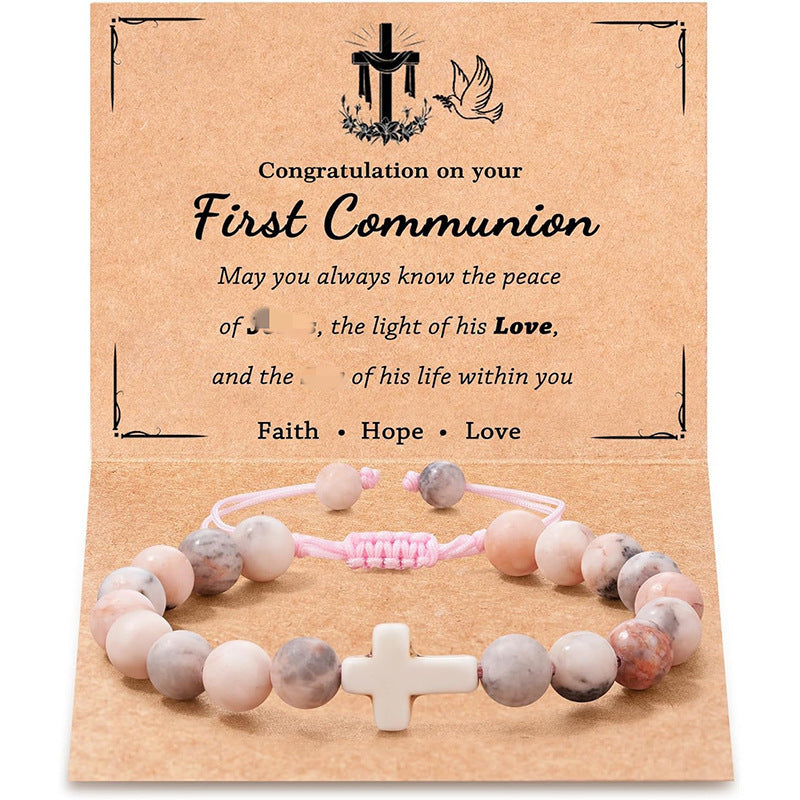 Wholesale Pink Spot Careless Eye Peach Heart Butterfly Natural Stone Bracelet