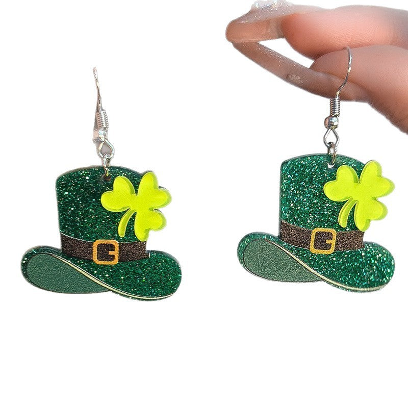 Wholesale Western Cowboy Hat Horseshoe Flower Pendant Earrings Bohemian Acrylic Double Sided Earrings Fashion Party Gift
