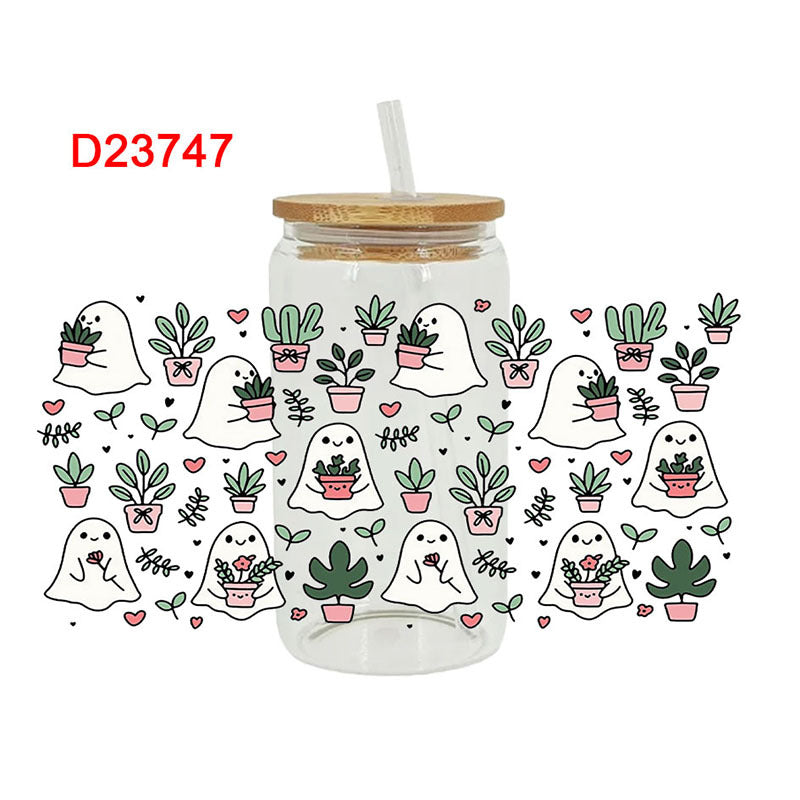 Wholesale Bat Plant Ghost Halloween 16oz Cup UV DTF Wraps