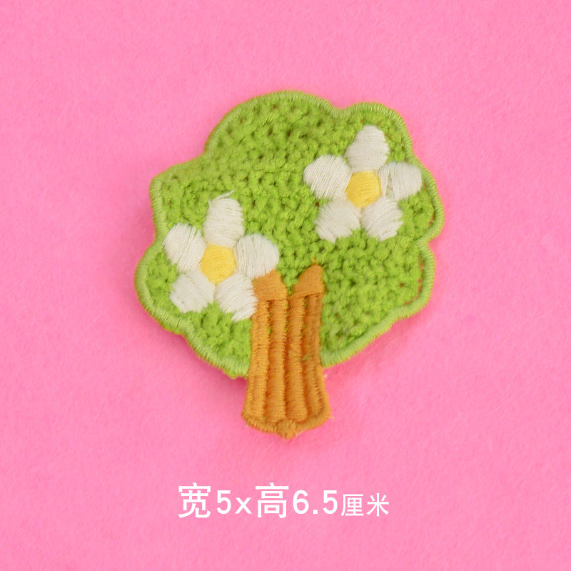 Wholesale Cute Cartoon Embroidered Fabric Patches With Floral And Fruit Designs For Clothing And Bags
