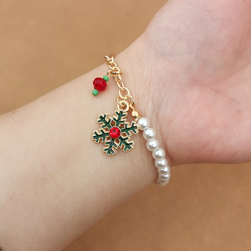 Wholesale 2PCS Santa Claus Snowman Alloy Bracelet