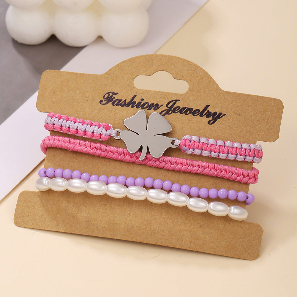 Wholesale Fashion Soft Clay Set Good Friends Multi-layer Rice Bead Braided Temperament Bracelet