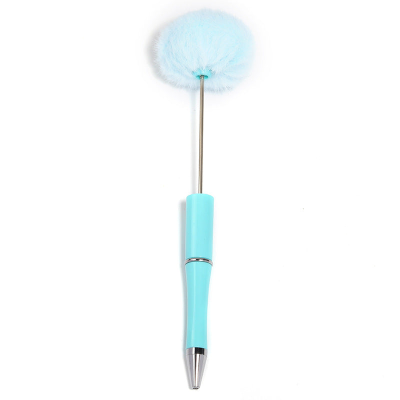 Wholesale 5pcs Macaron DIY Ball Creative Plush Bead Plastic Ballpoint Pen