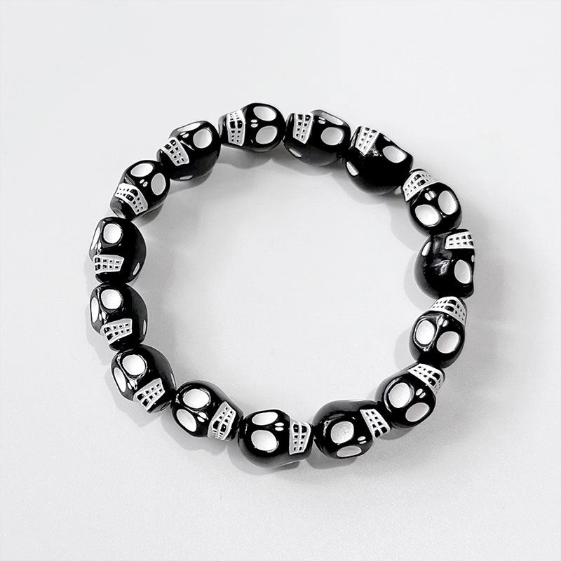 Wholesale Red Beaded Skeleton Head Acrylic Bracelet