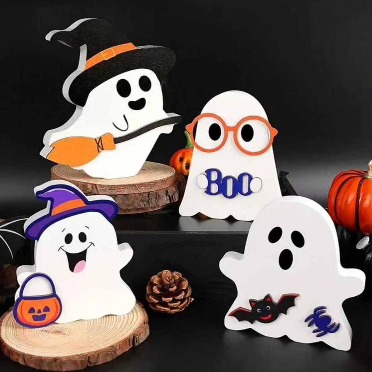 Wholesale 3pcs/pack pumpkin ghost black cat desktop ornaments