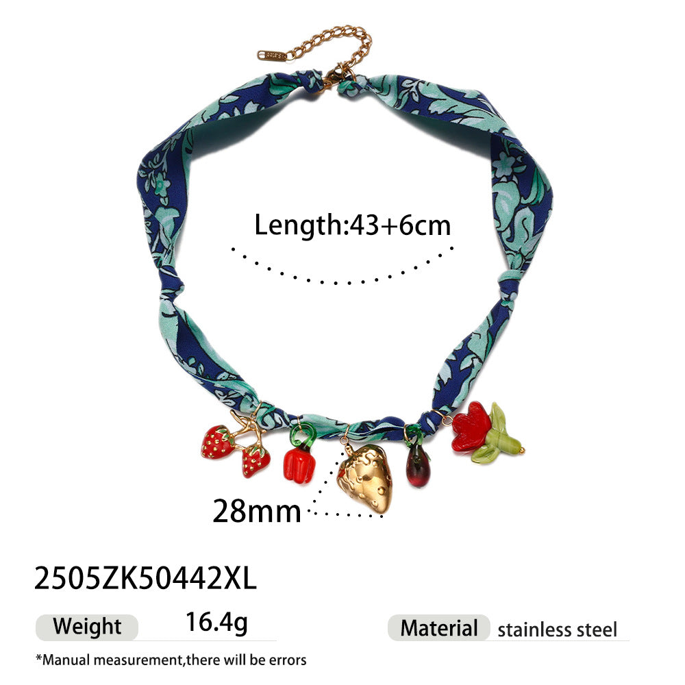 Wholesale Tina European and American Stainless Steel Pendant Necklace Sweet Cool Sexy Style Silk f Braided Colorful Necklace Clavicle Chain Necklace Jewelry