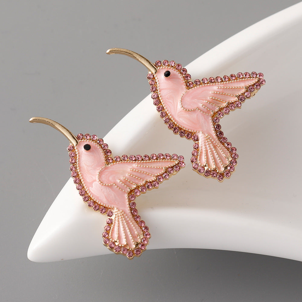 Batch Diamond Bird Zinc Alloy Earrings