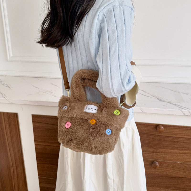 Wholesale Colored Plush Bags Bucket Bags Children's Crossbody Bags